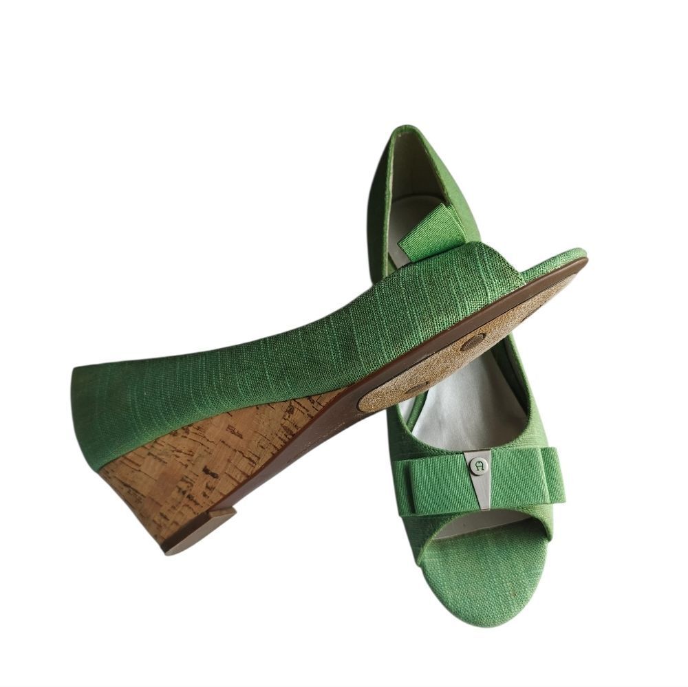 Etienne Aigner Green Wedge Shoes